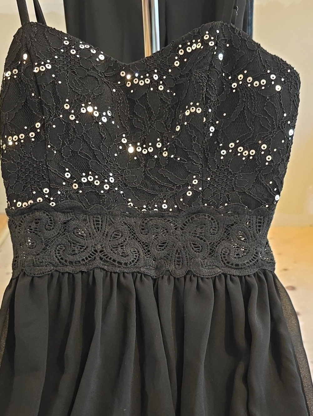 BCX Black Lace & Sequin Formal Dress